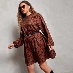 Расклешенное платье размера плюс с далматинским принтом без пояса Shein