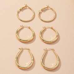 3 пары металлические серьги-кольца Shein