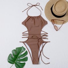 Слитный купальник с узлом Shein