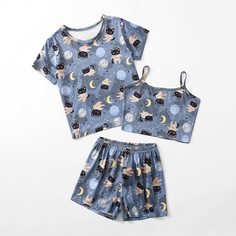 Мультяшный принт милый Домашняя одежда для девочек Shein