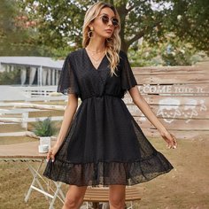 На запах Одноцветный Повседневный Платье Shein