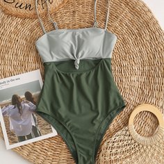 Контрастный слитный купальник Shein