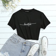 буква Повседневный Футболки Shein