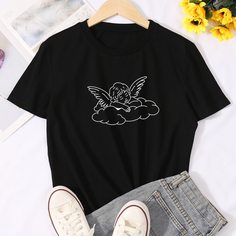 Объект Повседневный Футболки Shein