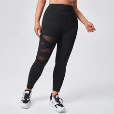 Спортивные леггинсы размера плюс с сетчатой вставкой Shein