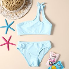 узел Одноцветный милый Купальники для девочек Shein