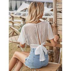 На запах Одноцветный Бохо Блузы Shein