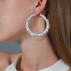 Серьги-кольца в форме бамбукового соединения Shein