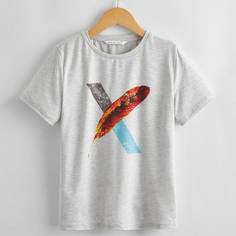 Футболка с круглым воротником для мальчиков Shein