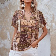Пейсли Повседневный Блузы Shein