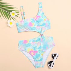 с разрезом тай дай милый Купальники для девочек Shein