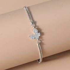 Браслет с бабочкой и стразами для девочек Shein