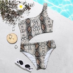 змеиный принт Бохо Купальники для девочек Shein