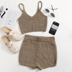 Вязаная майка и вязаные шорты Shein