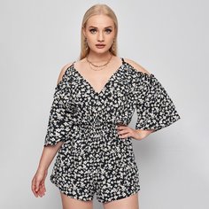 Комбинезон размера плюс с цветочным принтом Shein