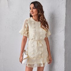 на молнии Одноцветный Бохо Платье Shein