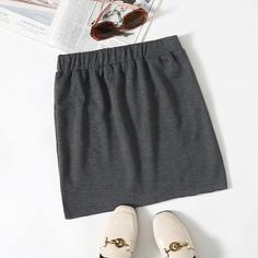 Одноцветный Повседневный Юбки Shein