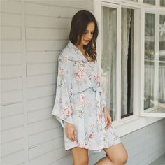 с поясом Со цветочками Элегантный Халат Shein