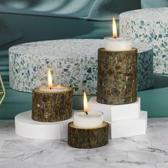 3шт деревянный подсвечник Shein