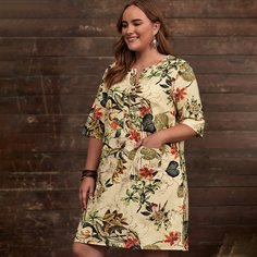 Пуговица Растения Повседневный Платья размер плюс Shein