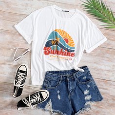 буква Повседневный Футболки Shein