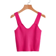 Неоново-розовый трикотажный свитер-жилет Shein