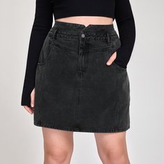 Прямая джинсовая юбка размера плюс с карманом Shein