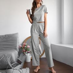 Одноцветный Повседневный Повседневный костюм Shein