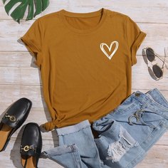 Сердечко Повседневный Футболки Shein