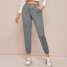 Однотонные спортивные брюки на кулиске Shein