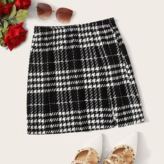 Мини Юбка В Клетку Shein