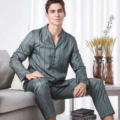 Однобортный Полоска Повседневный Мужская домашняя одежда Shein