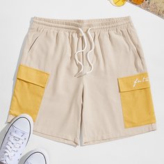 Карман Контрастный Институтский Мужские шорты Shein