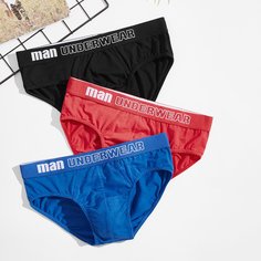 3 пакета мужские трусы-боксеры с текстовым принтом Shein
