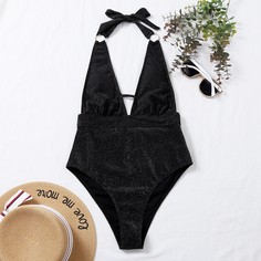 Блестящий слитный купальник Shein