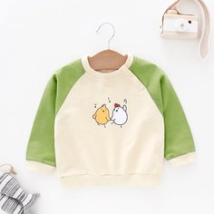 Контрастный свитшот с мультипликационным рисунком для девочек Shein