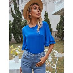 Однотонная блузка с застежкой сзади Shein