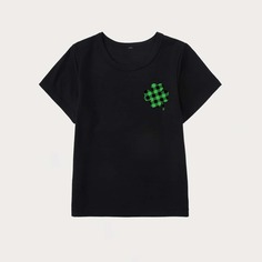 Клетчатый Повседневный Футболки для маленьких мальчиков Shein