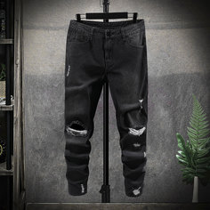 Разрезы Одноцветный Мужские джинсы Shein