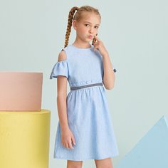 на молнии Полосатый Повседневный Платья для девочек Shein