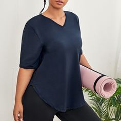 Одноцветный Спортивные топы размера плюс Shein