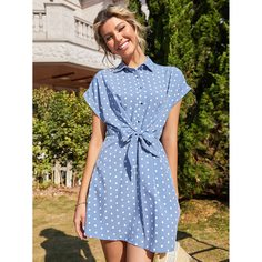Платье в горошек с узлом Shein