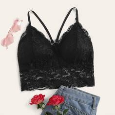 Короткий кружевной топ с фестончатым краем Shein