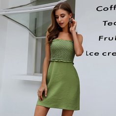 платье на бретелях со складкой и кружевной отделкой Shein