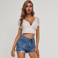 Цветочный сетчатый топ на запах Shein
