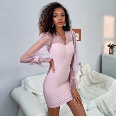 платье с сетчатым рукавом Shein