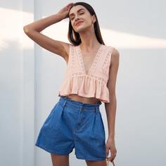 топ с кружевом и оборкой Shein