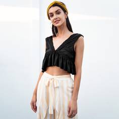 топ с кружевом и оборкой Shein