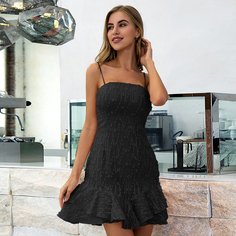 Платье на бретелях со сборками Shein