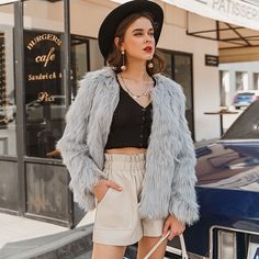 с карманами Одноцветный Очаровательный Пальто Shein